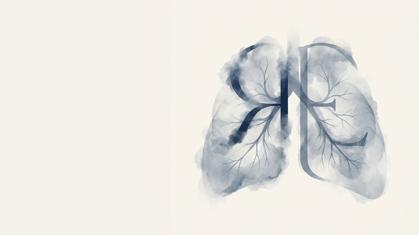Watercolour illustration of human lungs formed from the Respiratory Experts monogram